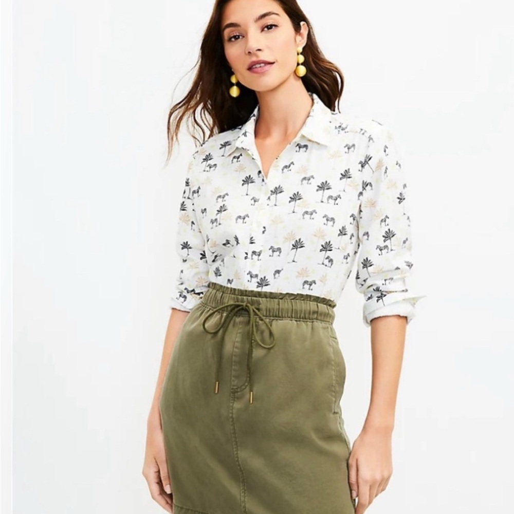 LOFT Zebra and Palm Print Blouse